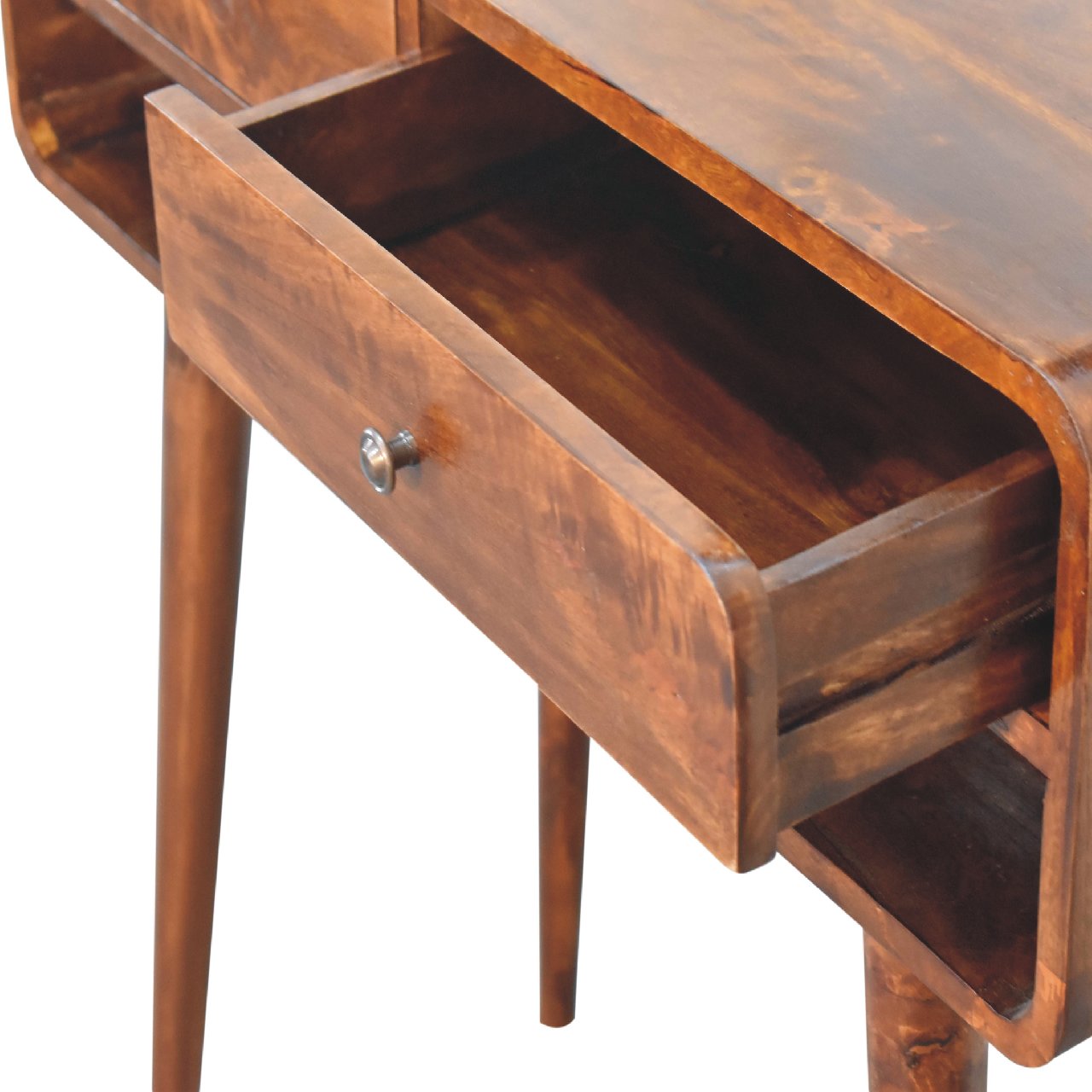 Sonata Chestnut Console Table – Handmade Solid Wood Hallway Table with 2 Drawer and Lower Shelf