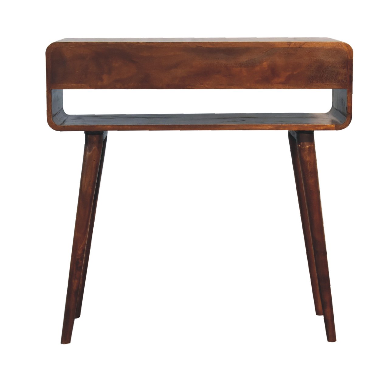 Sonata Chestnut Console Table – Handmade Solid Wood Hallway Table with 2 Drawer and Lower Shelf