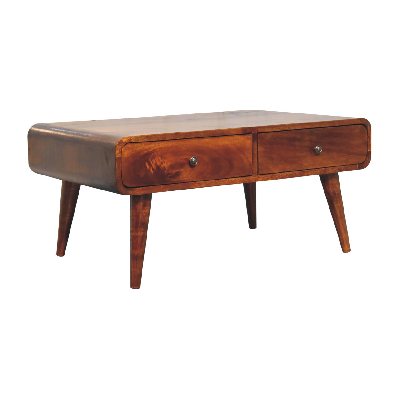 Sonata Chestnut Coffee Table - 4 Drawers, Solid Wood, Handcrafted.