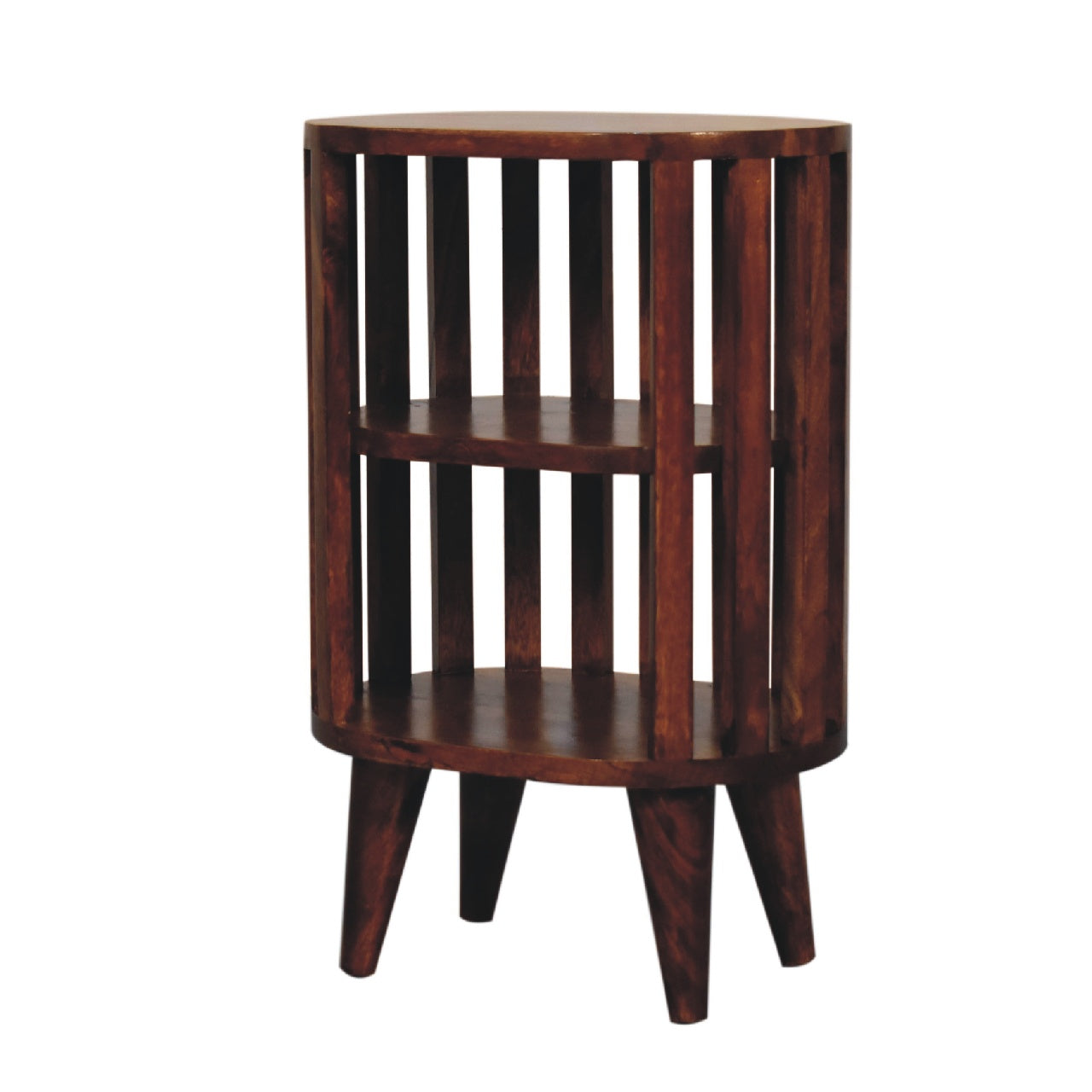 Ariella Double Shelf Chestnut Bedside - Handmade Solid Wood Japanese Design