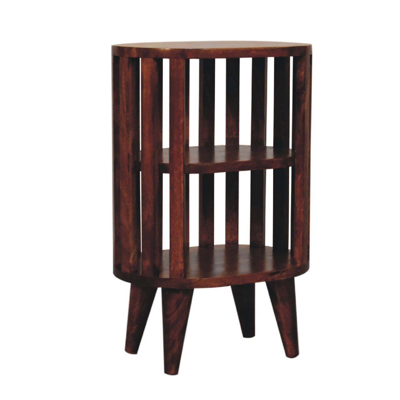 Ariella Double Shelf Chestnut Bedside - Handmade Solid Wood Japanese Design