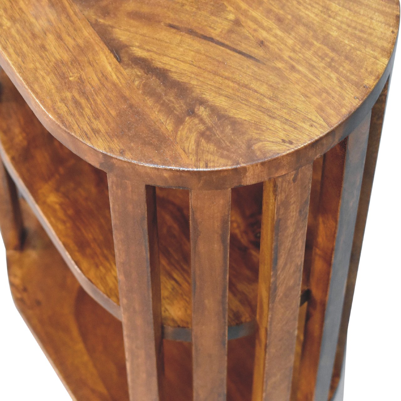 Ariella Double Shelf Chestnut Bedside - Handmade Solid Wood Japanese Design