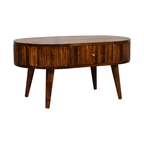2 Drawer Ridged Chestnut Coffee Table – 100% Solid Wood