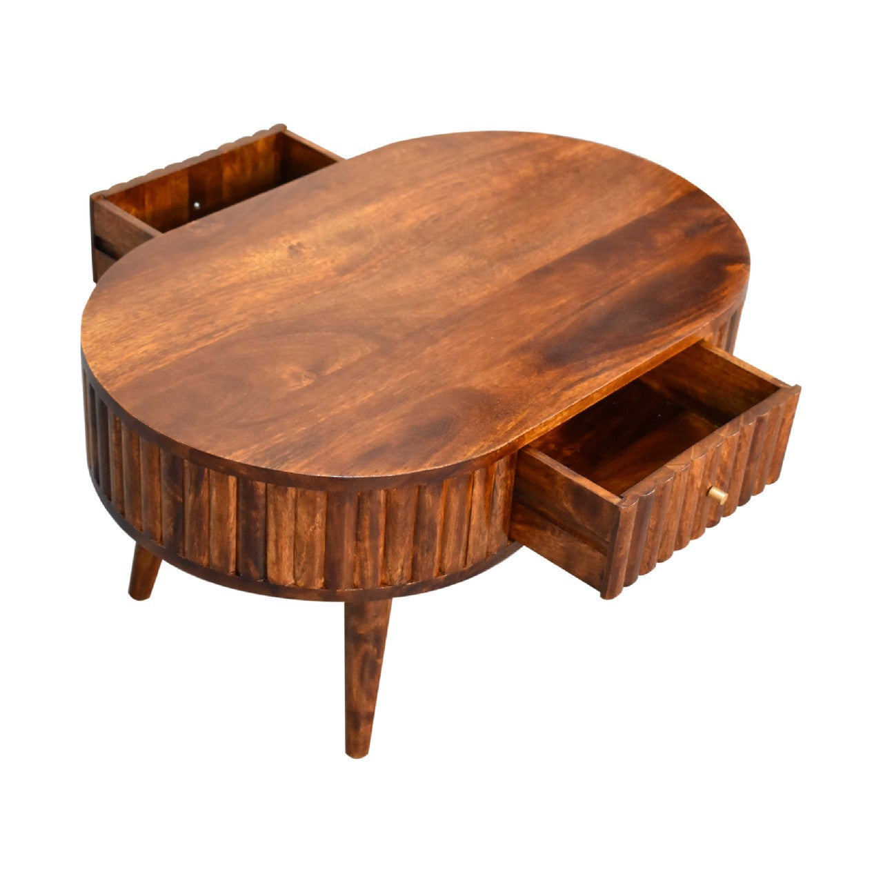 2 Drawer Ridged Chestnut Coffee Table – 100% Solid Wood