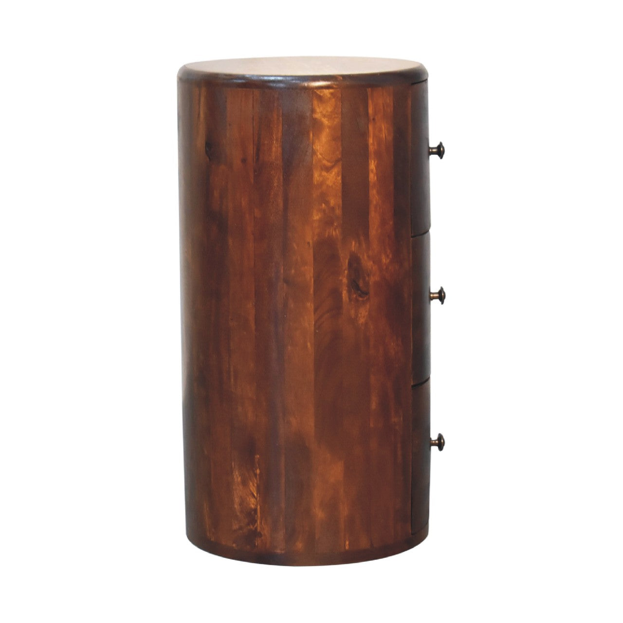 Chestnut Drum Chest - Handmade Solid Wood Round Storage Chest with 3 Drawers