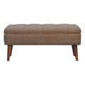 Multi Tweed Buffalo Pipe Bench - Handmade Solid Wood Frame with Tweed Upholstery & Leather