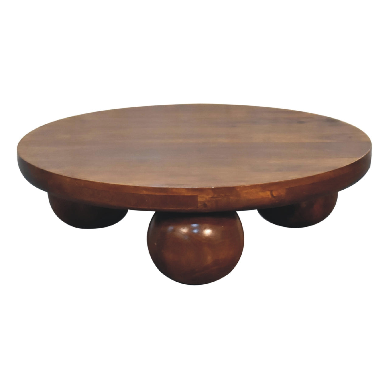 Chestnut Central Ball Table - Handmade Round Coffee Table