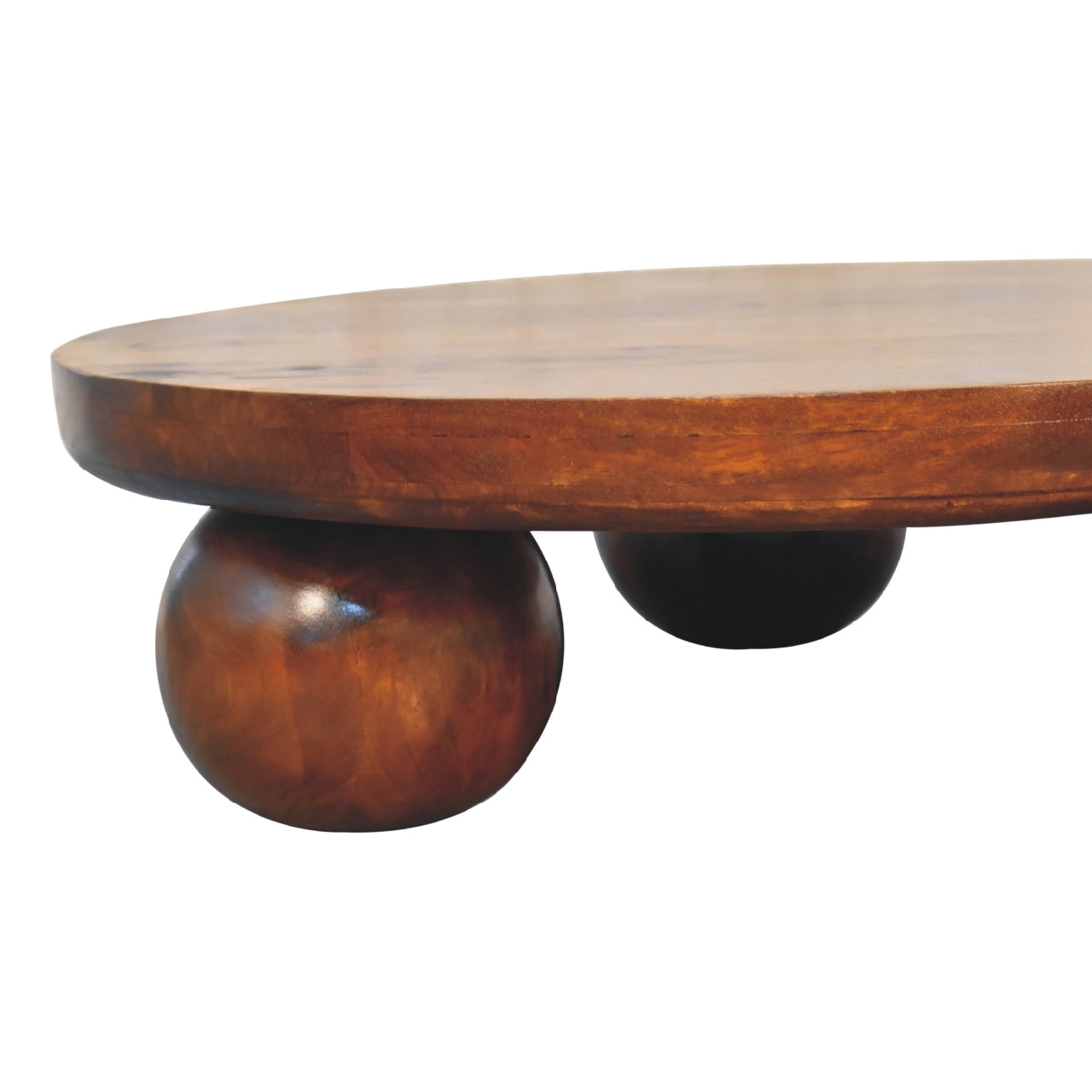 Chestnut Central Ball Table - Handmade Round Coffee Table