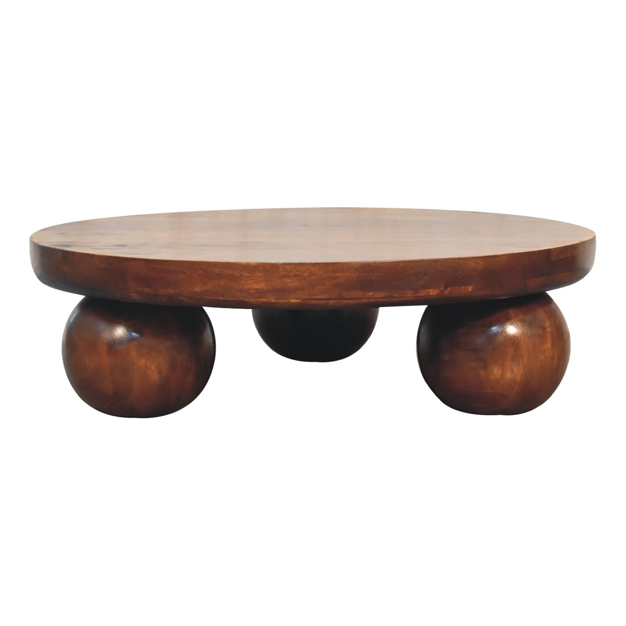 Chestnut Central Ball Table - Handmade Round Coffee Table
