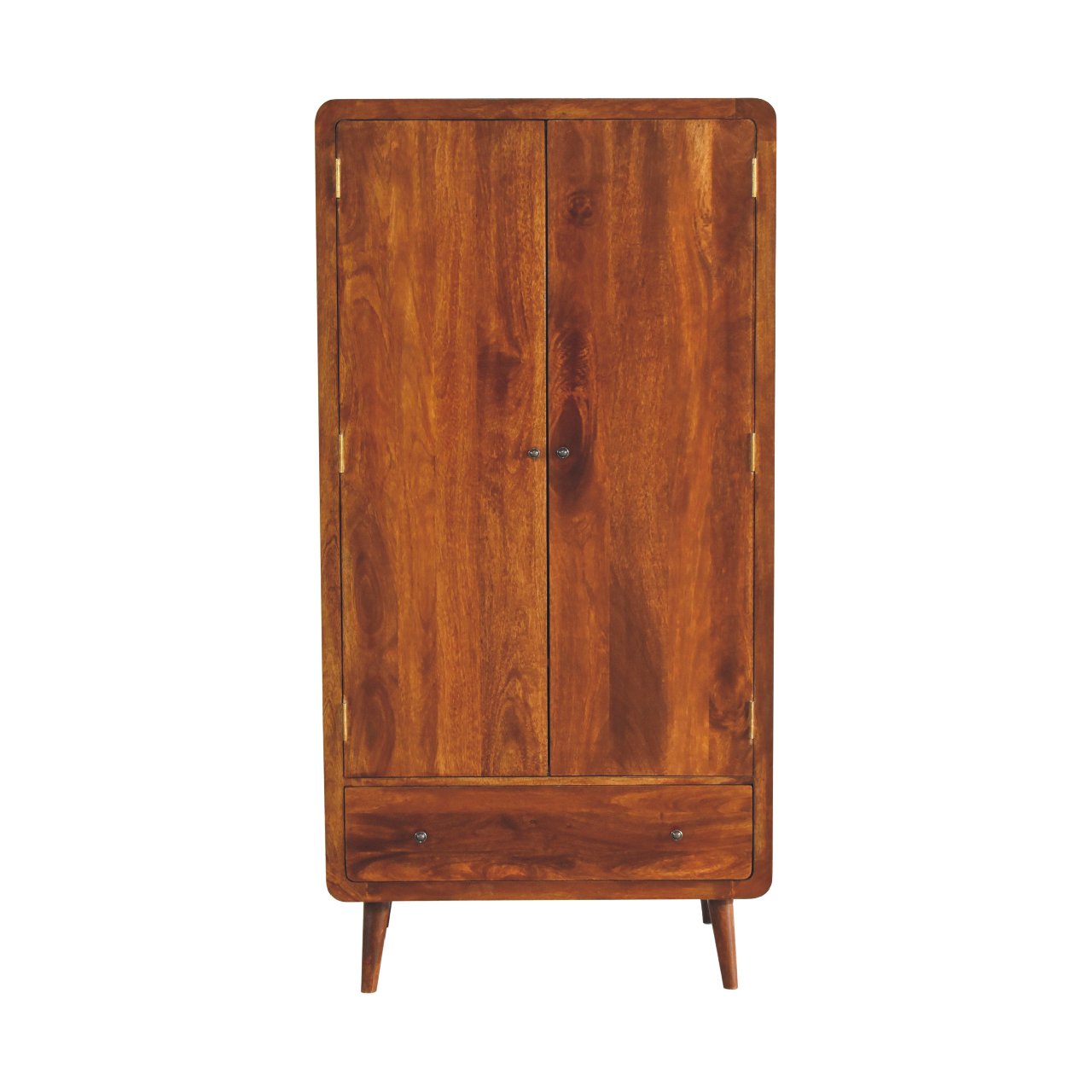 Curved Chestnut Wardrobe – Handmade Solid Wood Wardrobe with Curved Design and Spacious Storage