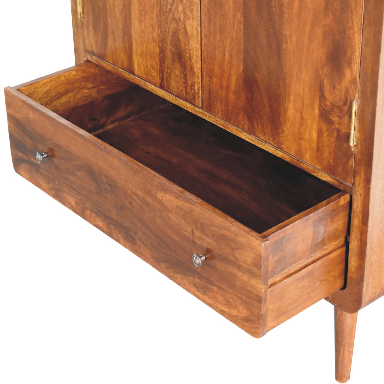 Curved Chestnut Wardrobe – Handmade Solid Wood Wardrobe with Curved Design and Spacious Storage