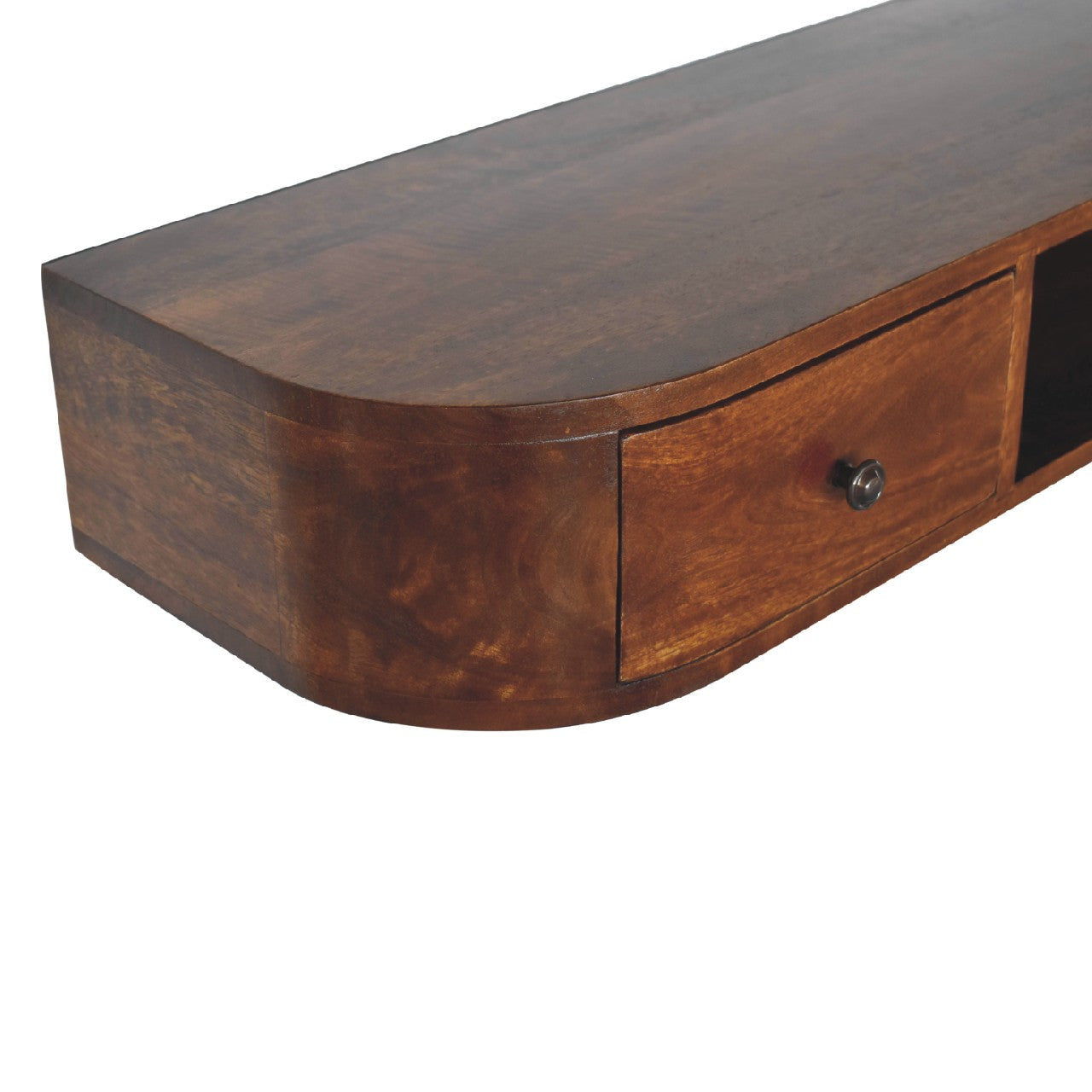 Lunar 2 Drawer Wall Mounted Console – Handmade Solid Wood Floating Console with Shelf And Storage