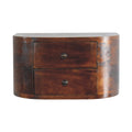 Lunar 2 Drawer Floating Bedside – Handmade Solid Wood Wall-Mounted Nightstand