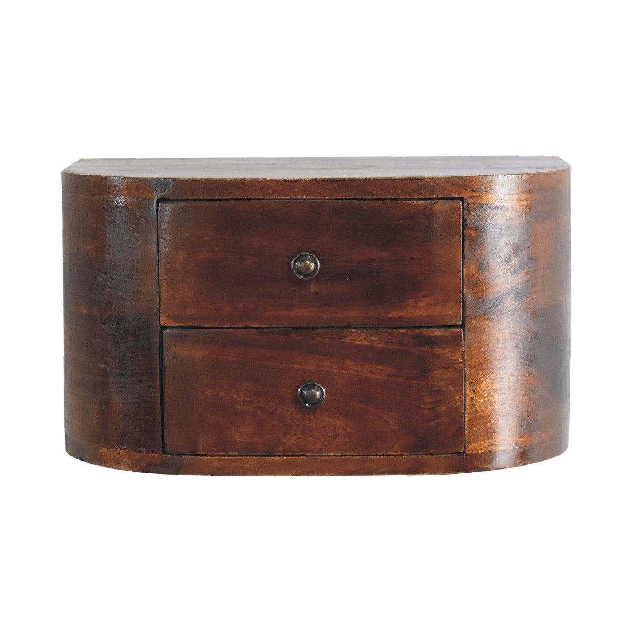 Lunar 2 Drawer Floating Bedside – Handmade Solid Wood Wall-Mounted Nightstand