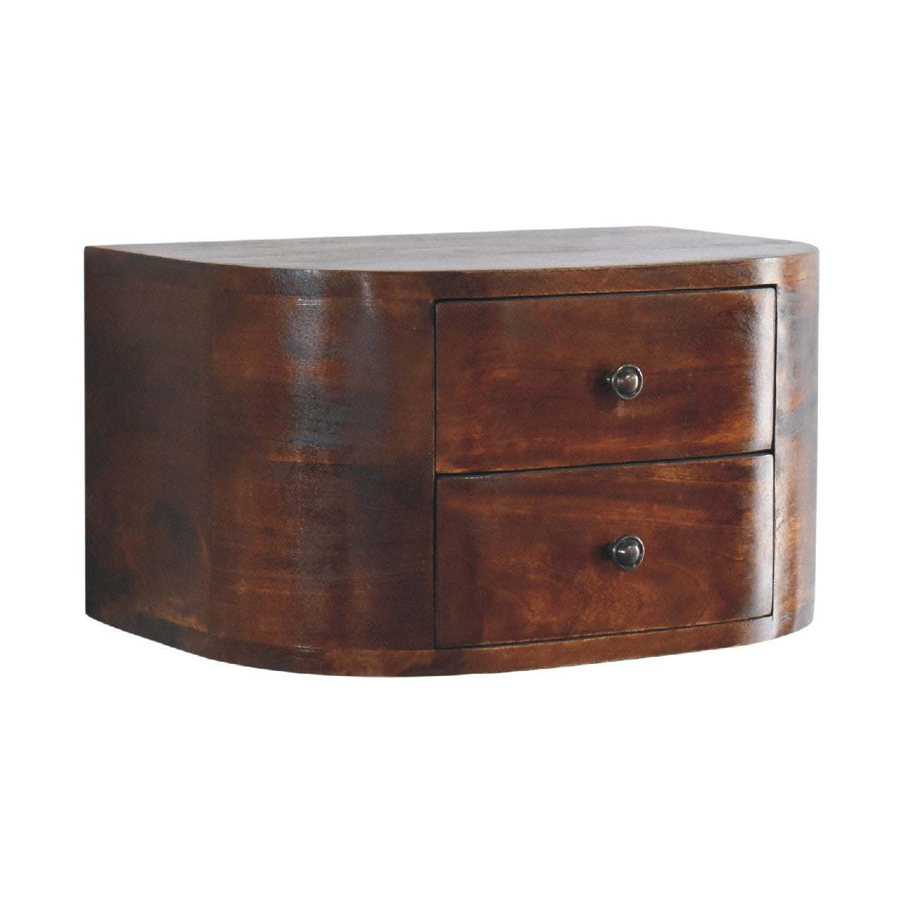 Lunar 2 Drawer Floating Bedside – Handmade Solid Wood Wall-Mounted Nightstand