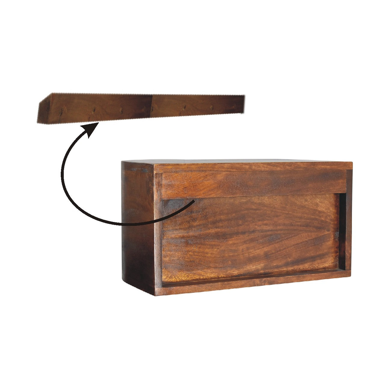 Lunar 2 Drawer Floating Bedside – Handmade Solid Wood Wall-Mounted Nightstand
