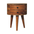 Odyssey Oak-ish Tripod Bedside - Handmade Solid Wood Nightstand with 2 Drawers