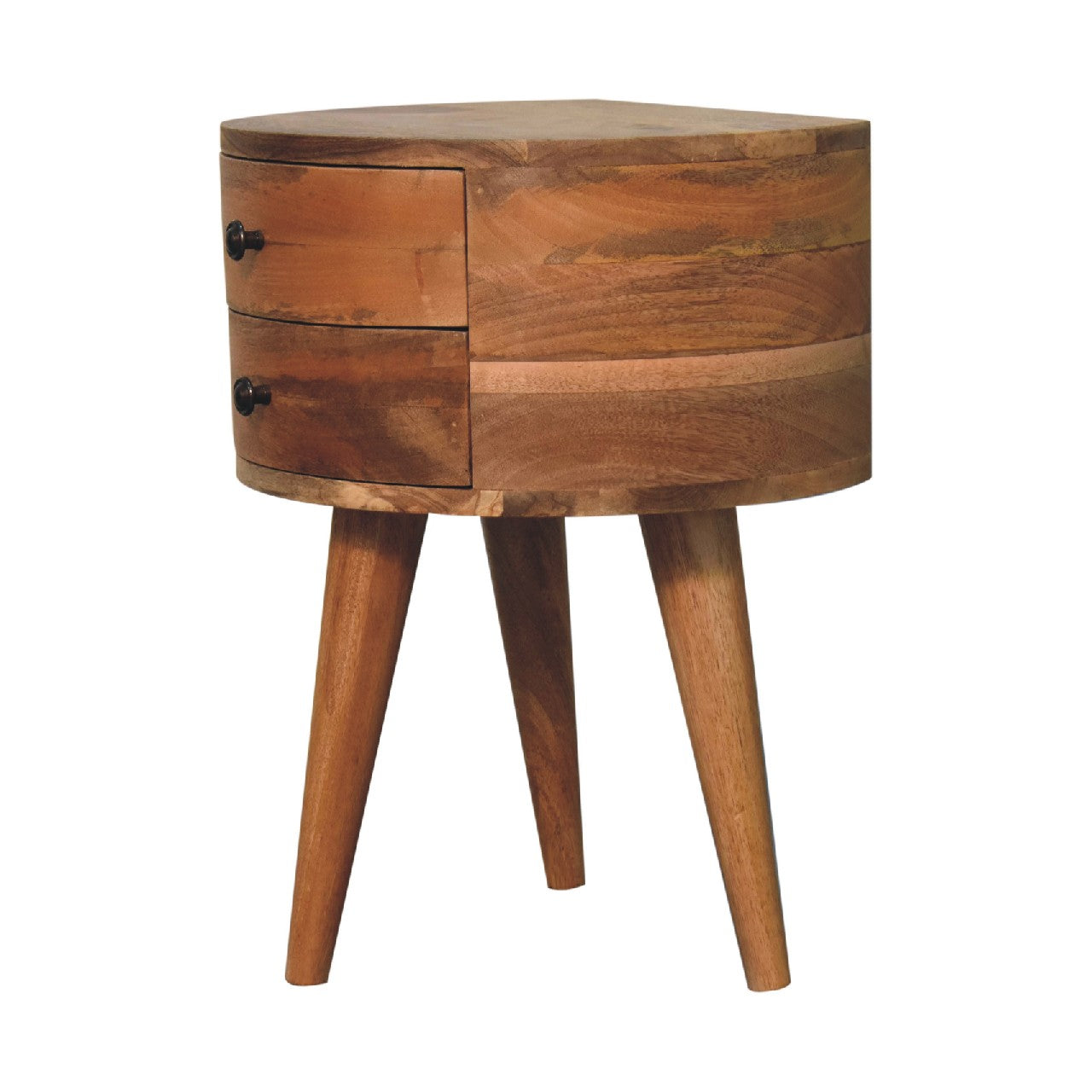 Odyssey Oak-ish Tripod Bedside - Handmade Solid Wood Nightstand with 2 Drawers