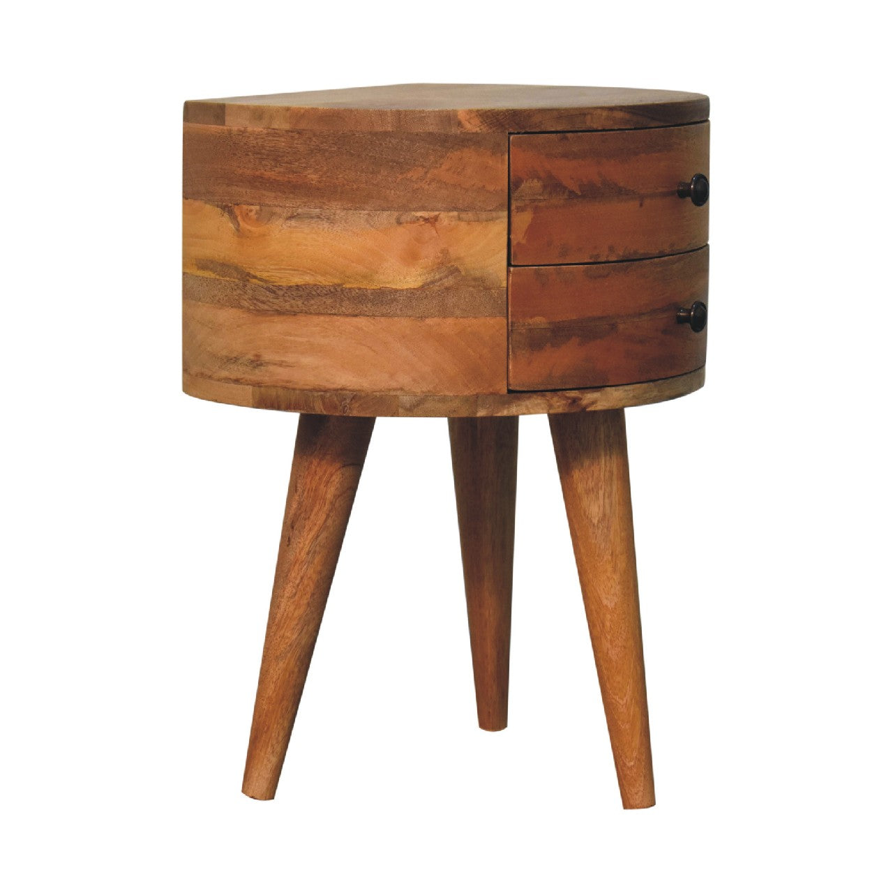 Odyssey Oak-ish Tripod Bedside - Handmade Solid Wood Nightstand with 2 Drawers