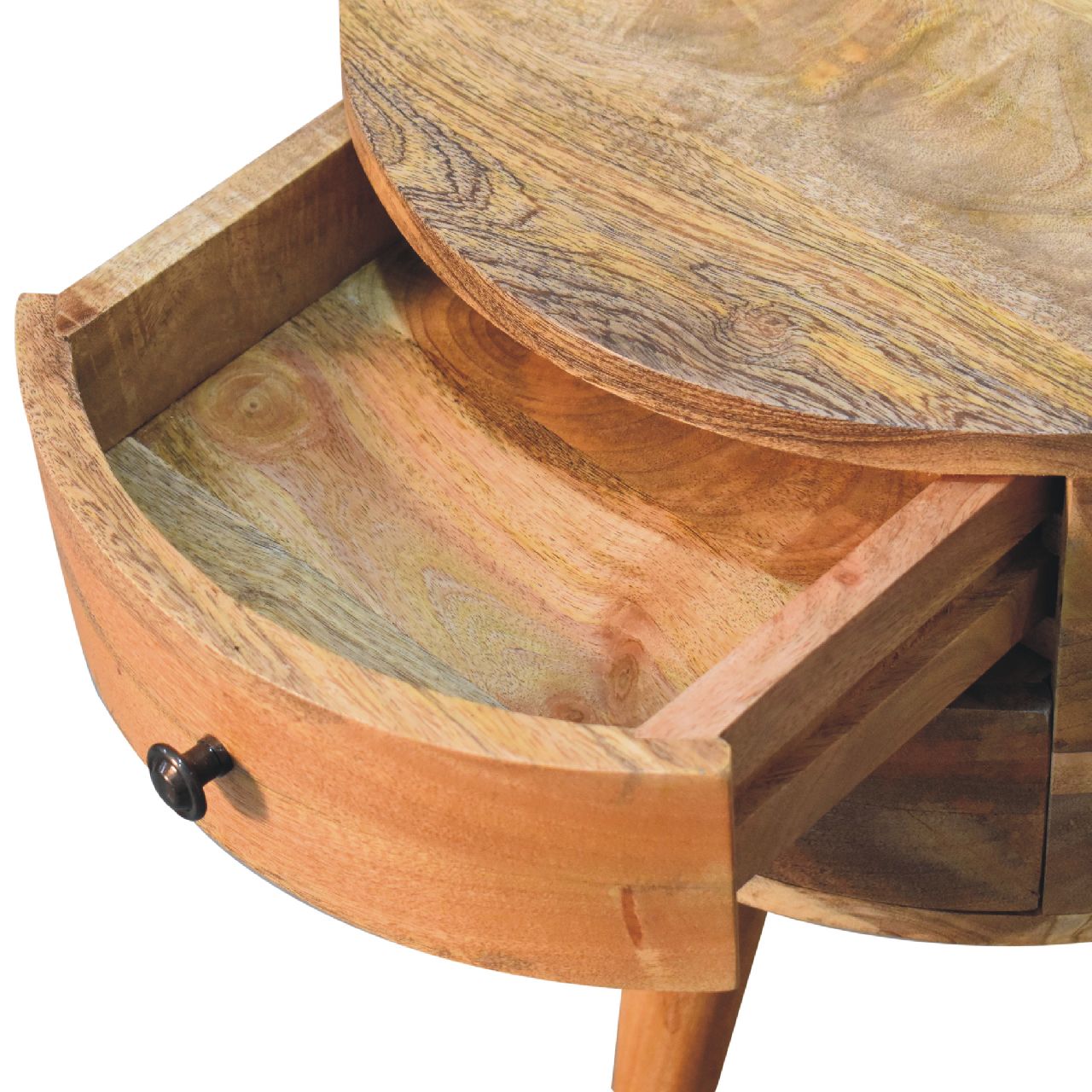 Odyssey Oak-ish Tripod Bedside - Handmade Solid Wood Nightstand with 2 Drawers