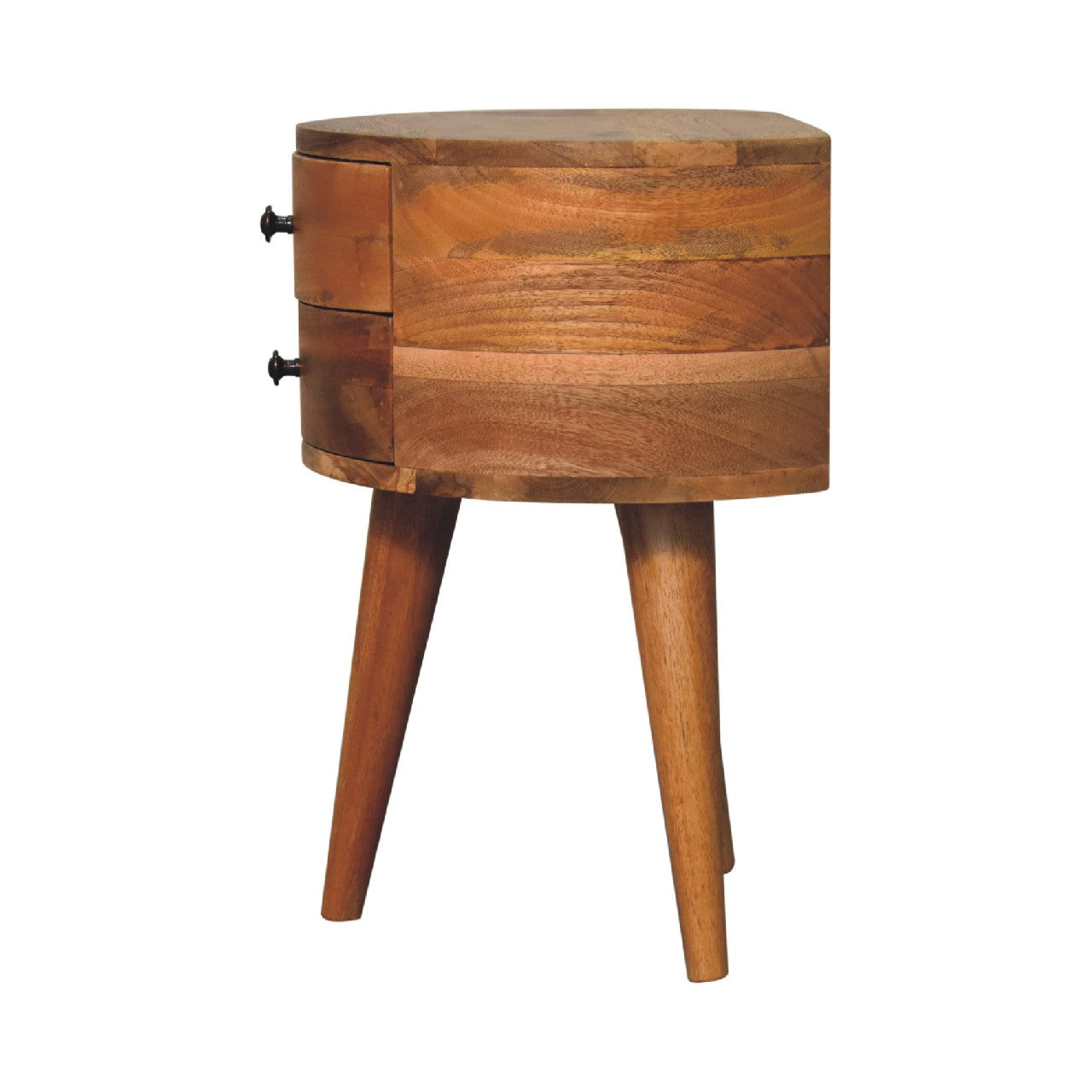 Odyssey Oak-ish Tripod Bedside - Handmade Solid Wood Nightstand with 2 Drawers