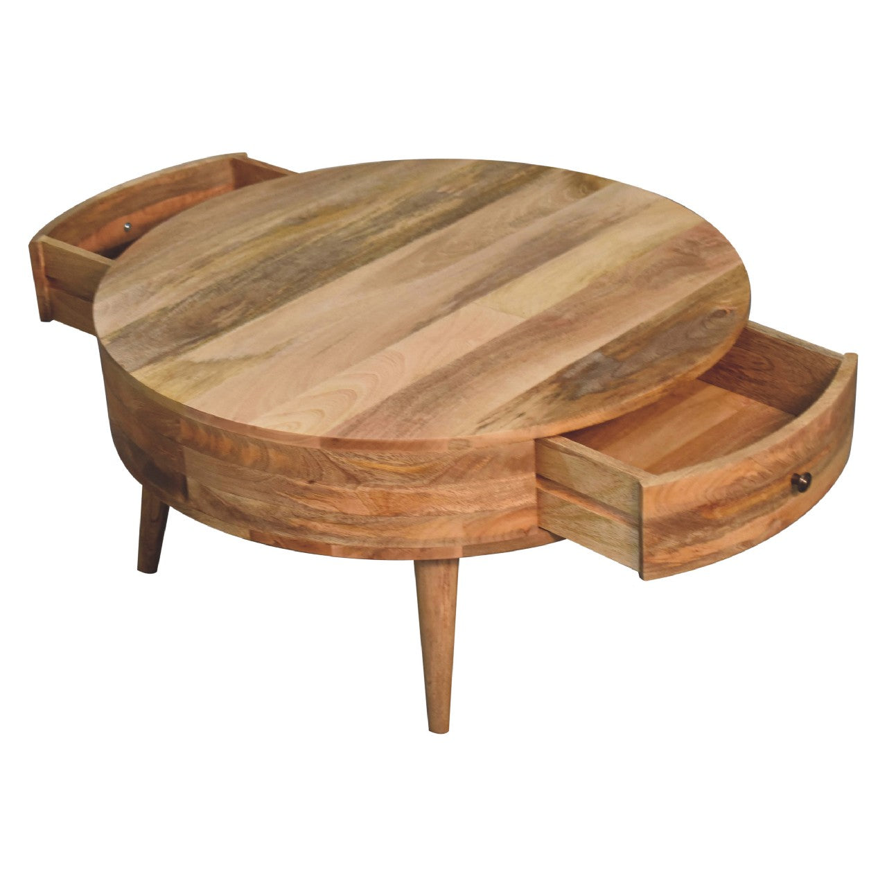 Odyssey Oak-ish Coffee Table – Handmade Solid Wood Coffee Table With 2 Drawers and Modern Design