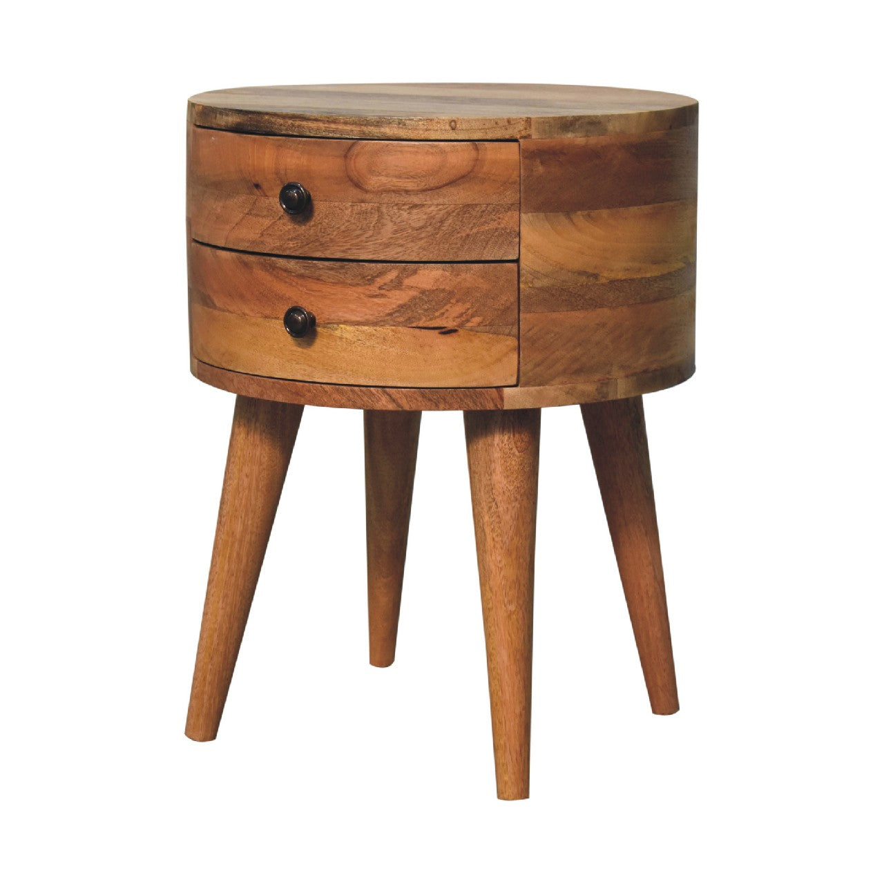 Odyssey Oak-ish Bedside - Handmade Solid Wood Nightstand with 2 Drawer