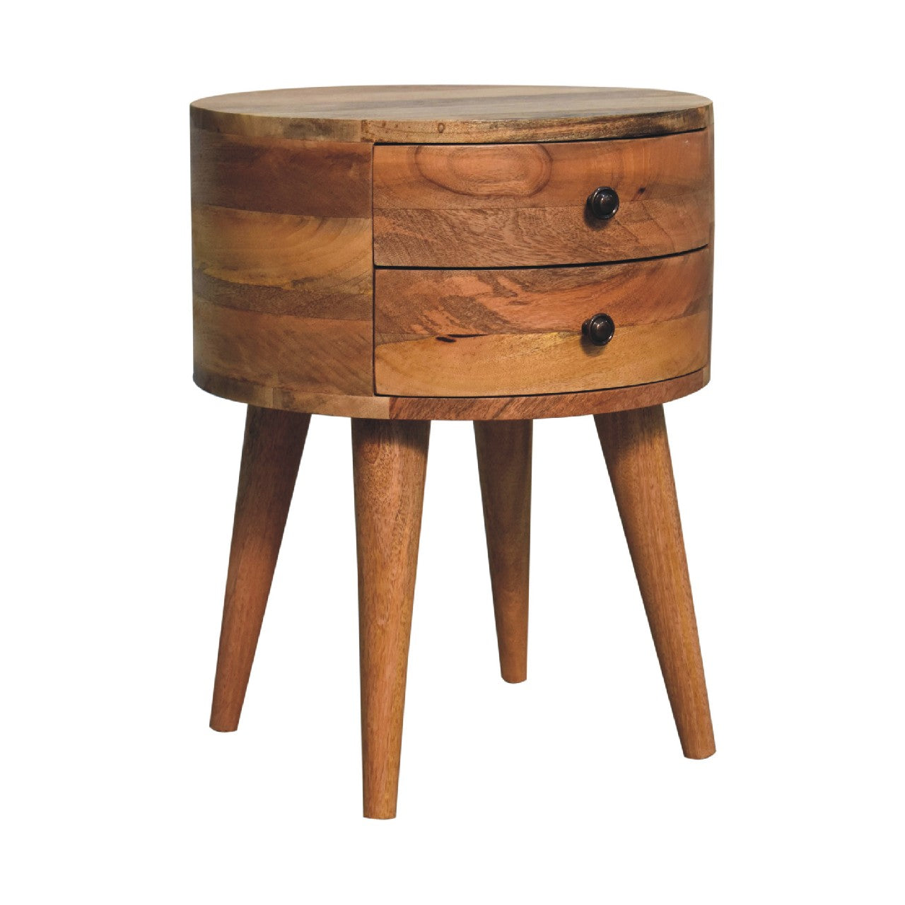 Odyssey Oak-ish Bedside - Handmade Solid Wood Nightstand with 2 Drawer