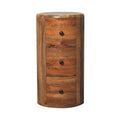 Oak-ish Drum Chest - Handmade Solid Wood Round Storage Chest with 3 Drawers