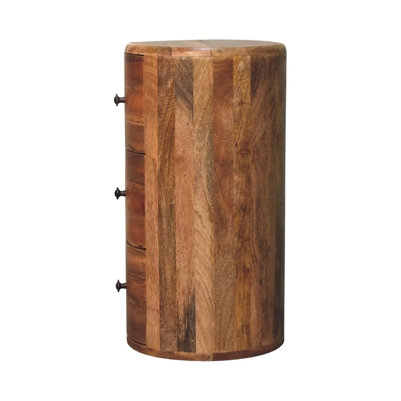 Oak-ish Drum Chest - Handmade Solid Wood Round Storage Chest with 3 Drawers