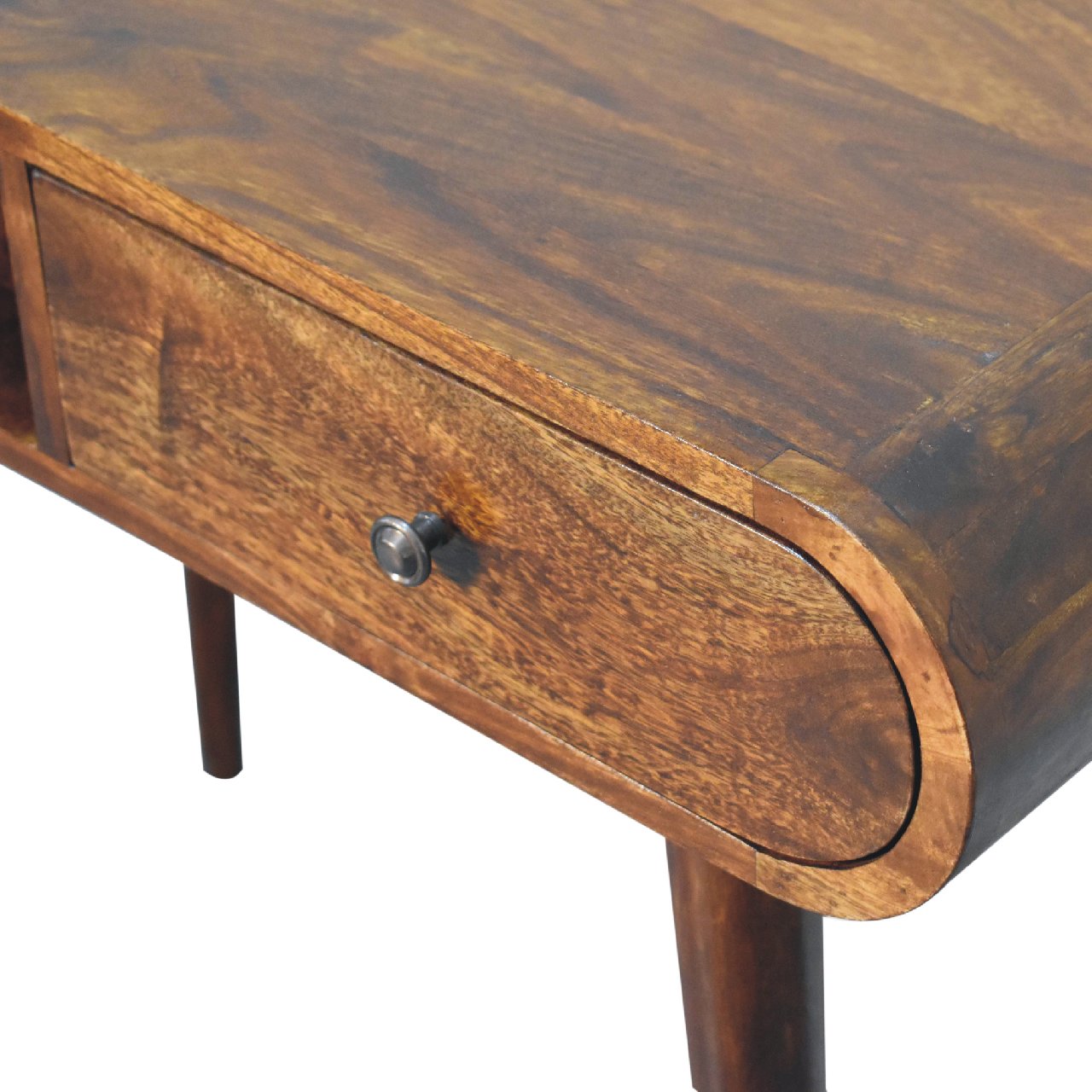 Chestnut London Open Console – Handmade Solid Wood Hallway Table with Drawer And Shelf