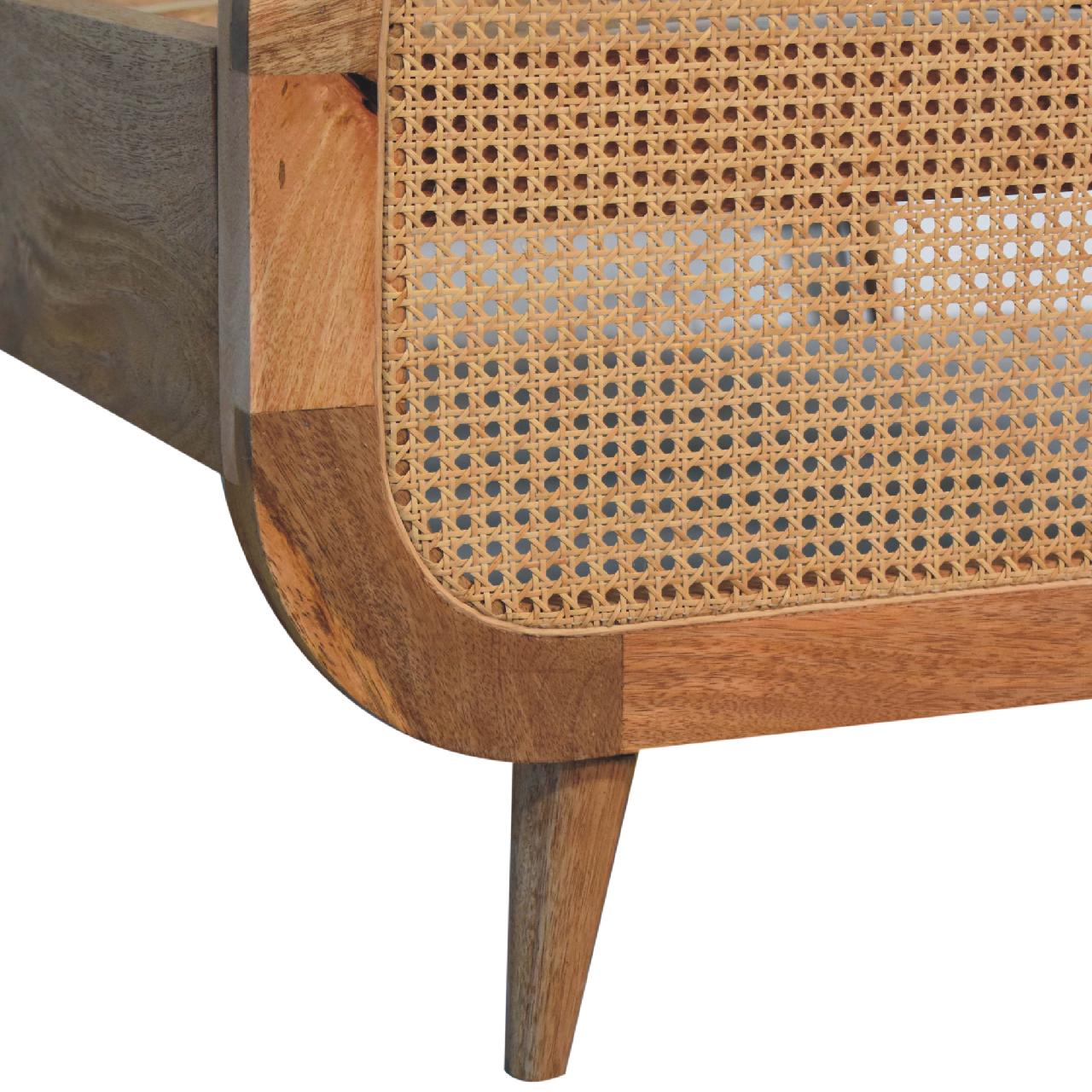 Rattan Bed – Handmade Solid Wood Bed Frame with Woven Rattan Detailing