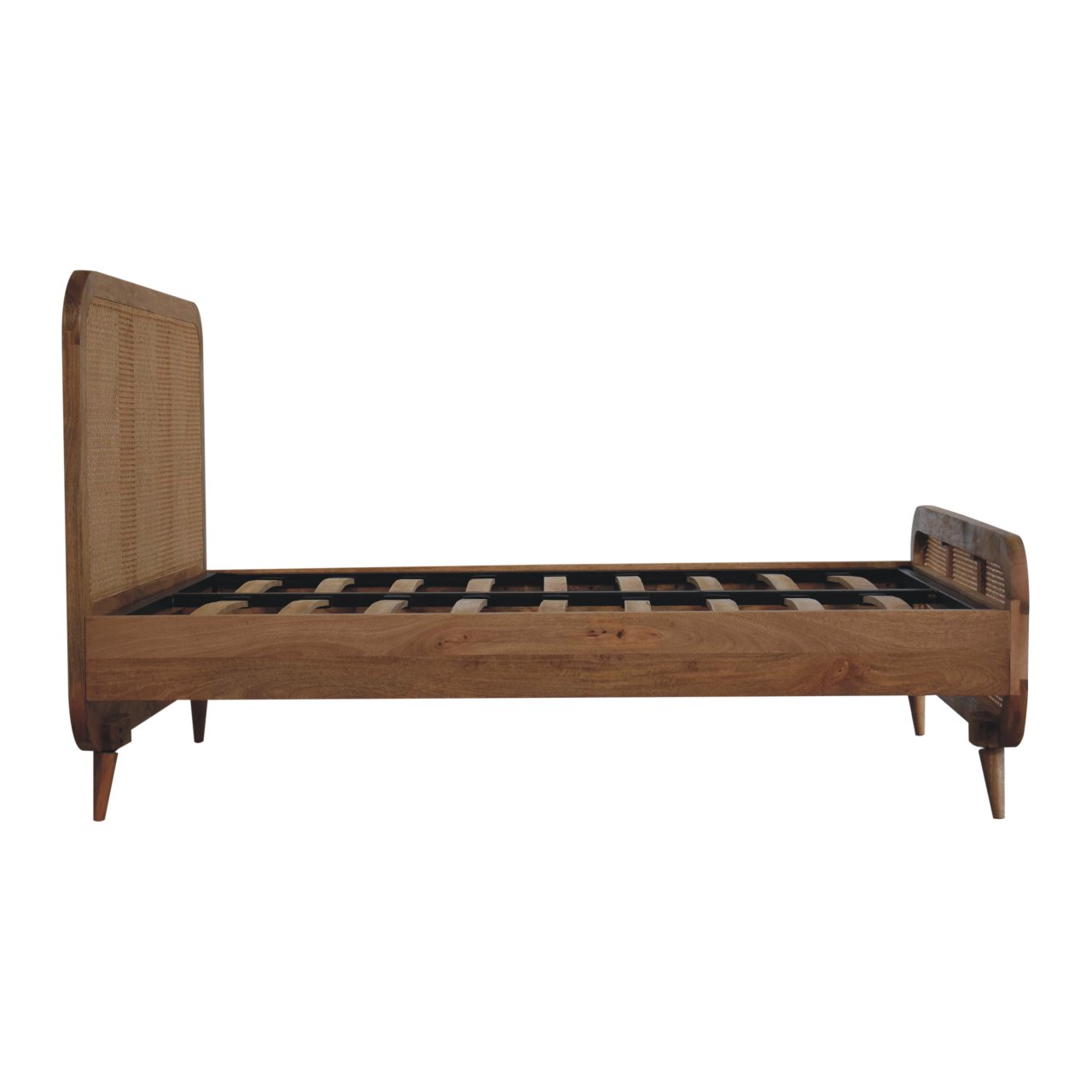 Rattan Bed – Handmade Solid Wood Bed Frame with Woven Rattan Detailing