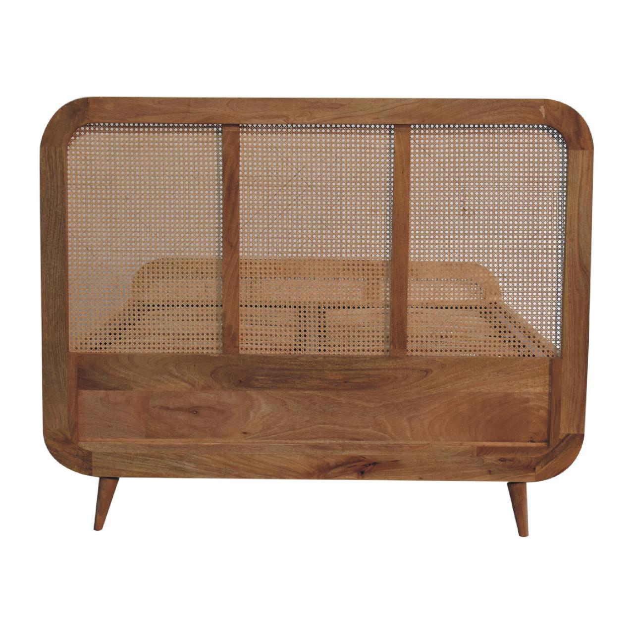 Rattan Bed – Handmade Solid Wood Bed Frame with Woven Rattan Detailing