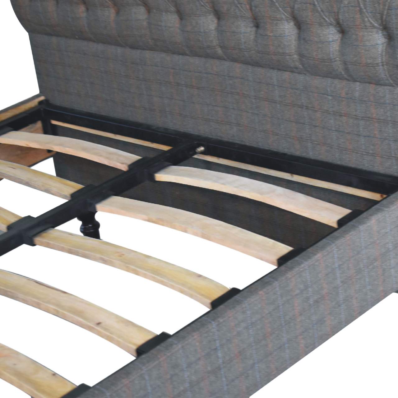 Multi Tweed Bed – Handmade Solid Wood Bed Frame with Upholstered Tweed Headboard