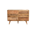 Large Curved Oak-ish Chest – Handmade Solid Wood Storage Chest with Spacious 6 Drawers
