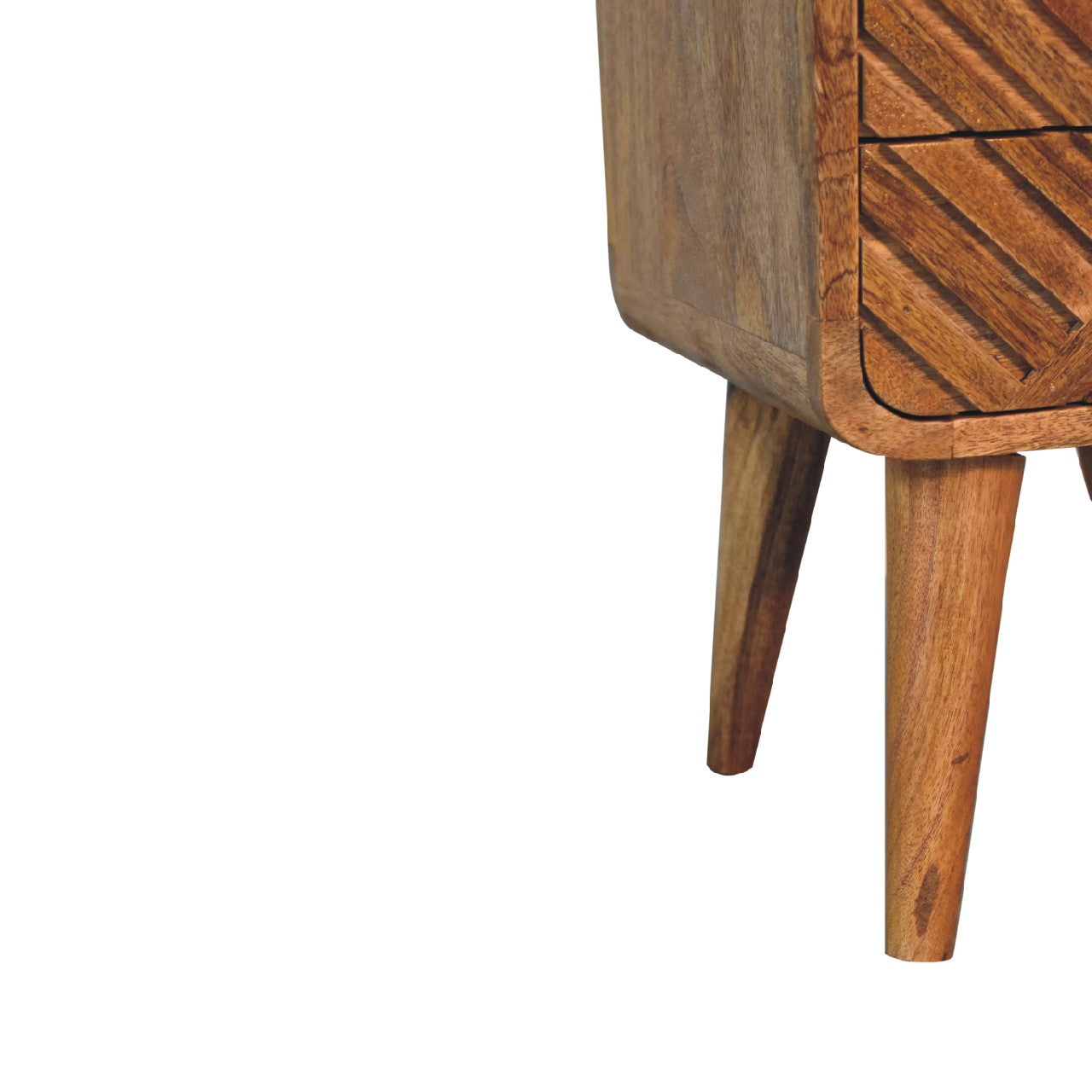 Mini Lille Curved Bedside - Designer Handmade Solid Wood Nightstand with 2 drawers and shelf