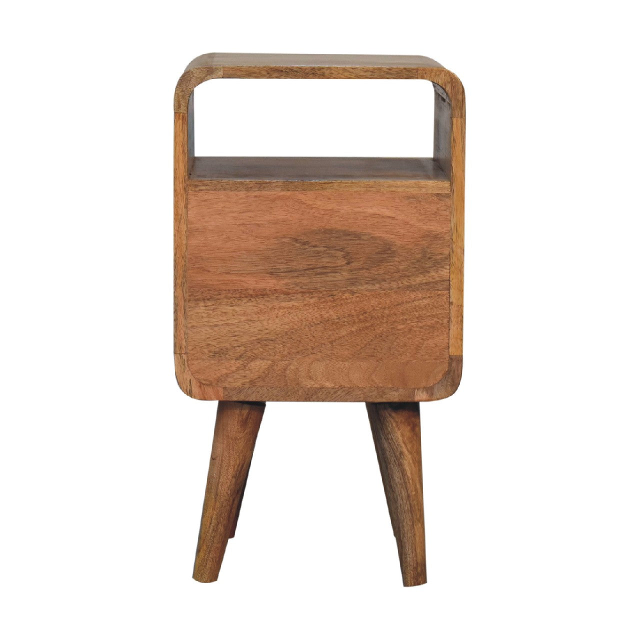 Mini Lille Curved Bedside - Designer Handmade Solid Wood Nightstand with 2 drawers and shelf