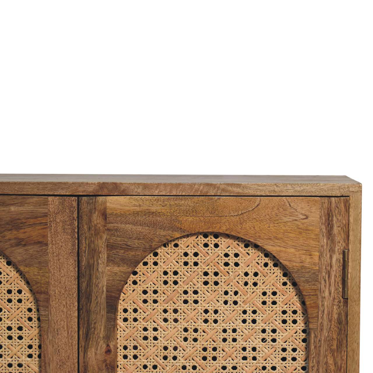 Rattan Ball Cabinet - Handmade Solid Wood Storage Cabinet with Natural Rattan Detailing