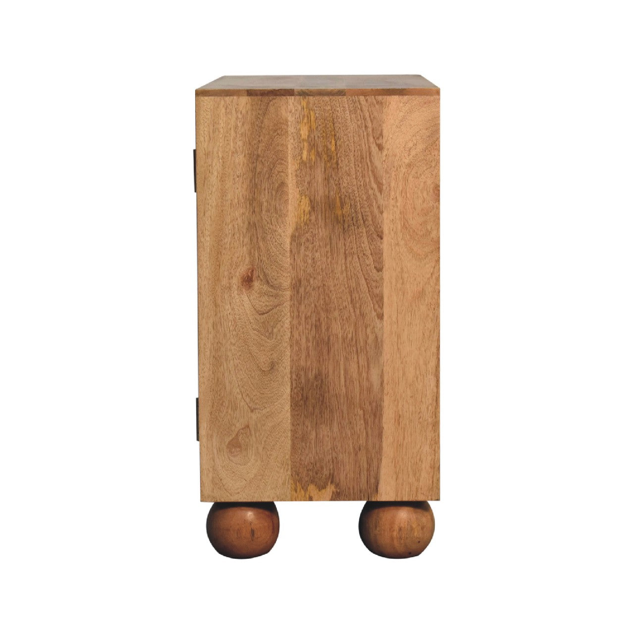 Rattan Ball Cabinet - Handmade Solid Wood Storage Cabinet with Natural Rattan Detailing