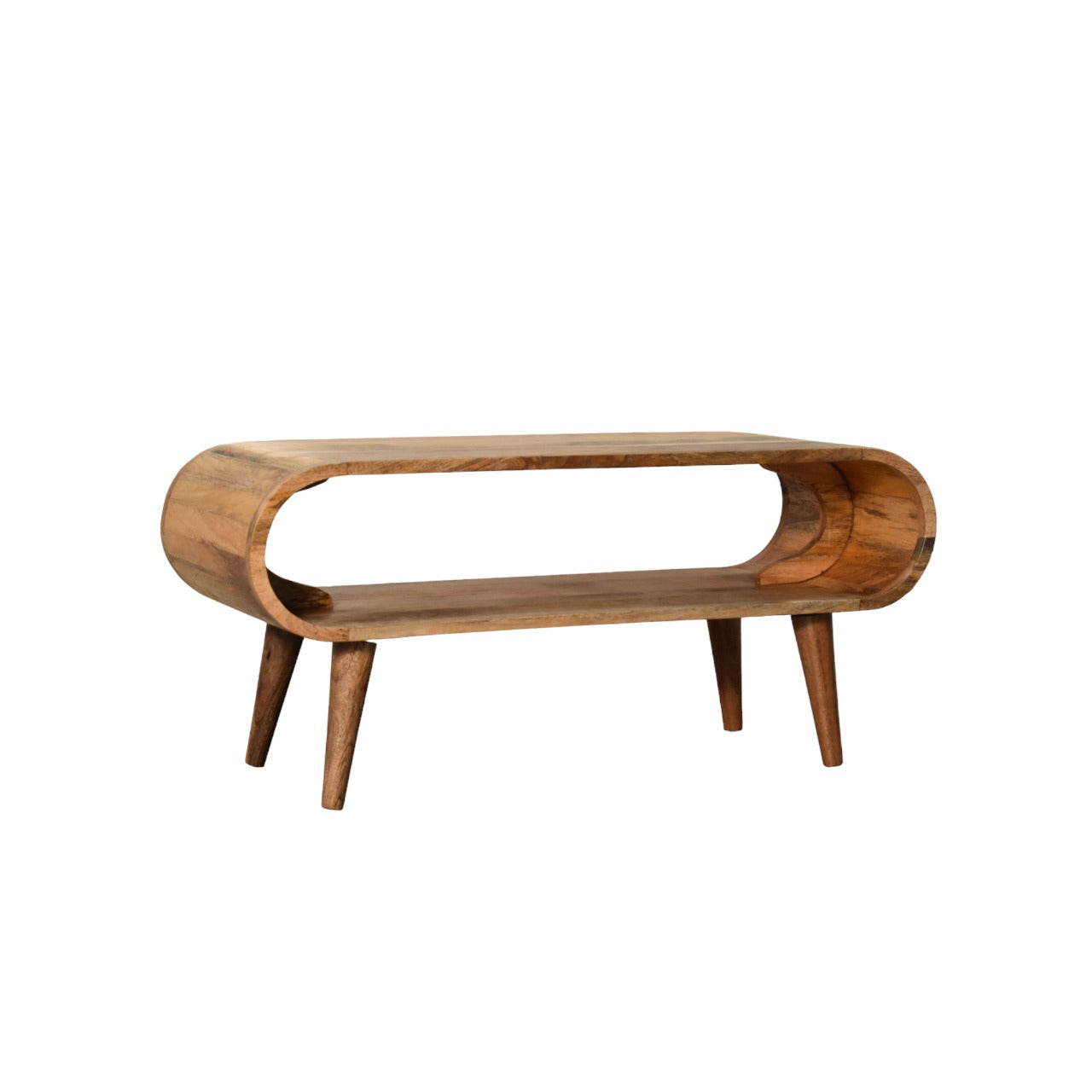 Amaya Nordic Style Coffee Table Natural Finish - Open Shelf Solid Wood