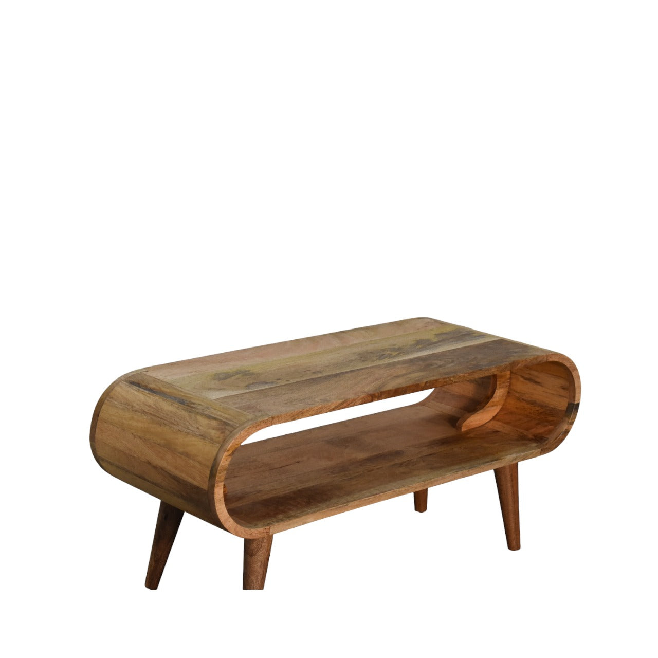 Amaya Nordic Style Coffee Table Natural Finish - Open Shelf Solid Wood
