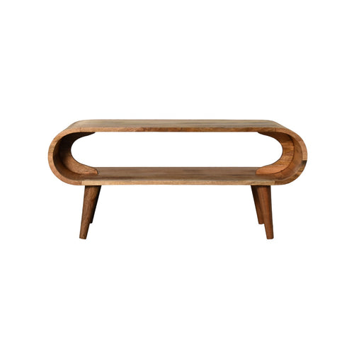 Amaya Nordic Style Coffee Table Natural Finish - Open Shelf Solid Wood