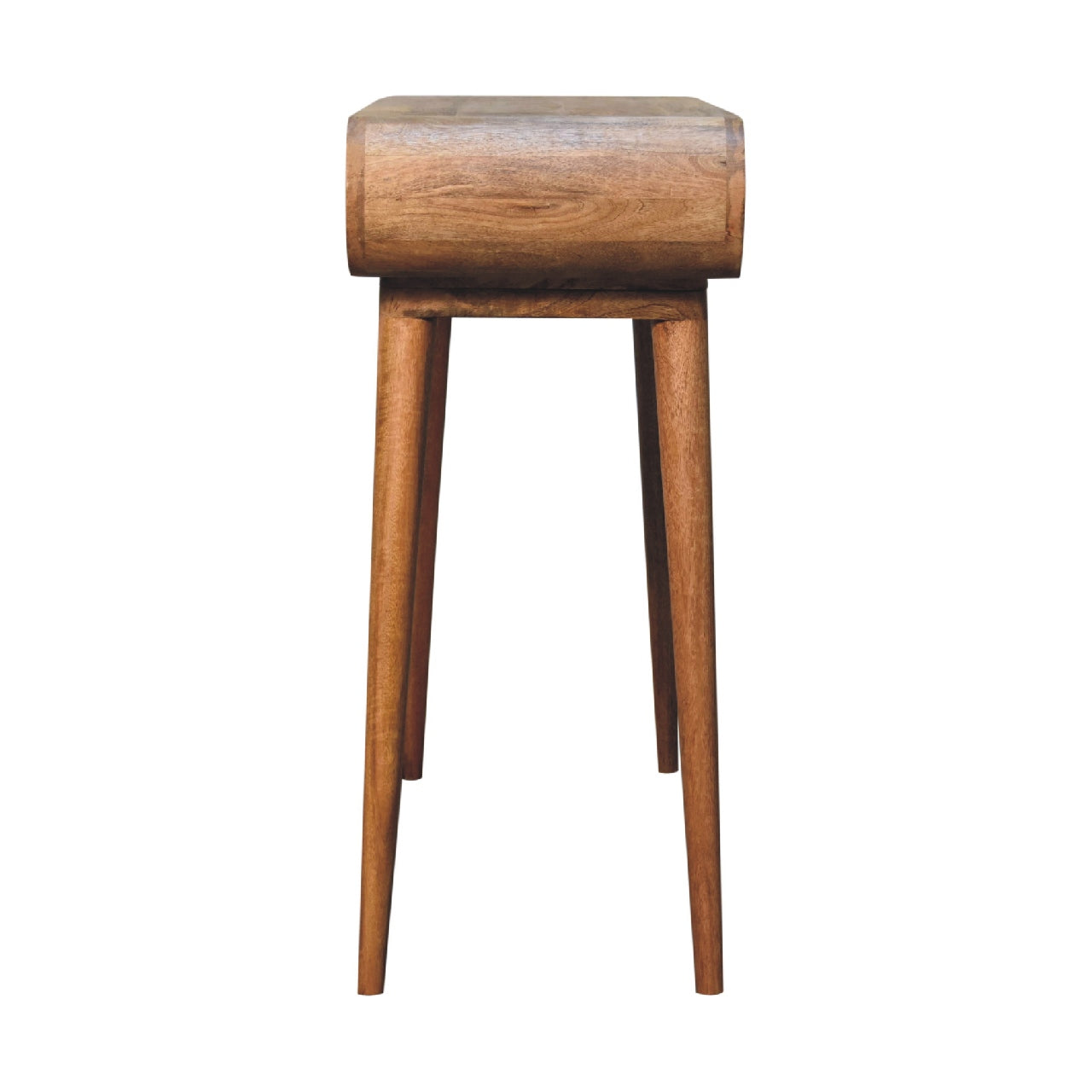 Amaya Oak-ish Nordic Style Console Table – Handmade Solid Wood Minimalist Entryway Table with Shelf