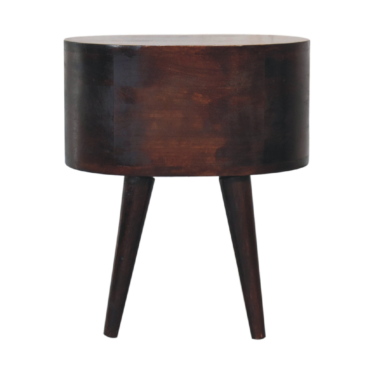Walnut Rounded Bedside Table with 2 Drawer, Handmade Solid Wood, Modern