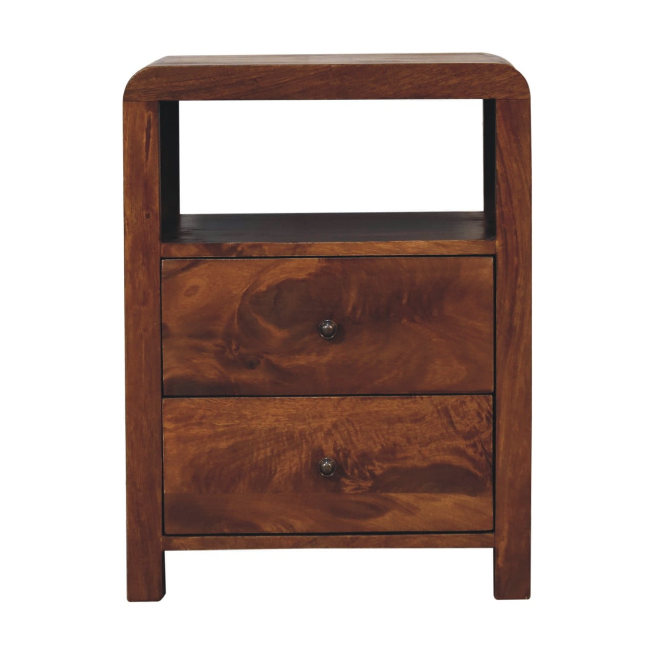 Aspen Bedside – Handmade Solid Wood Nightstand with 2 Drawers and Shelf
