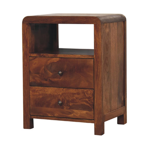 Aspen Bedside – Handmade Solid Wood Nightstand with 2 Drawers and Shelf