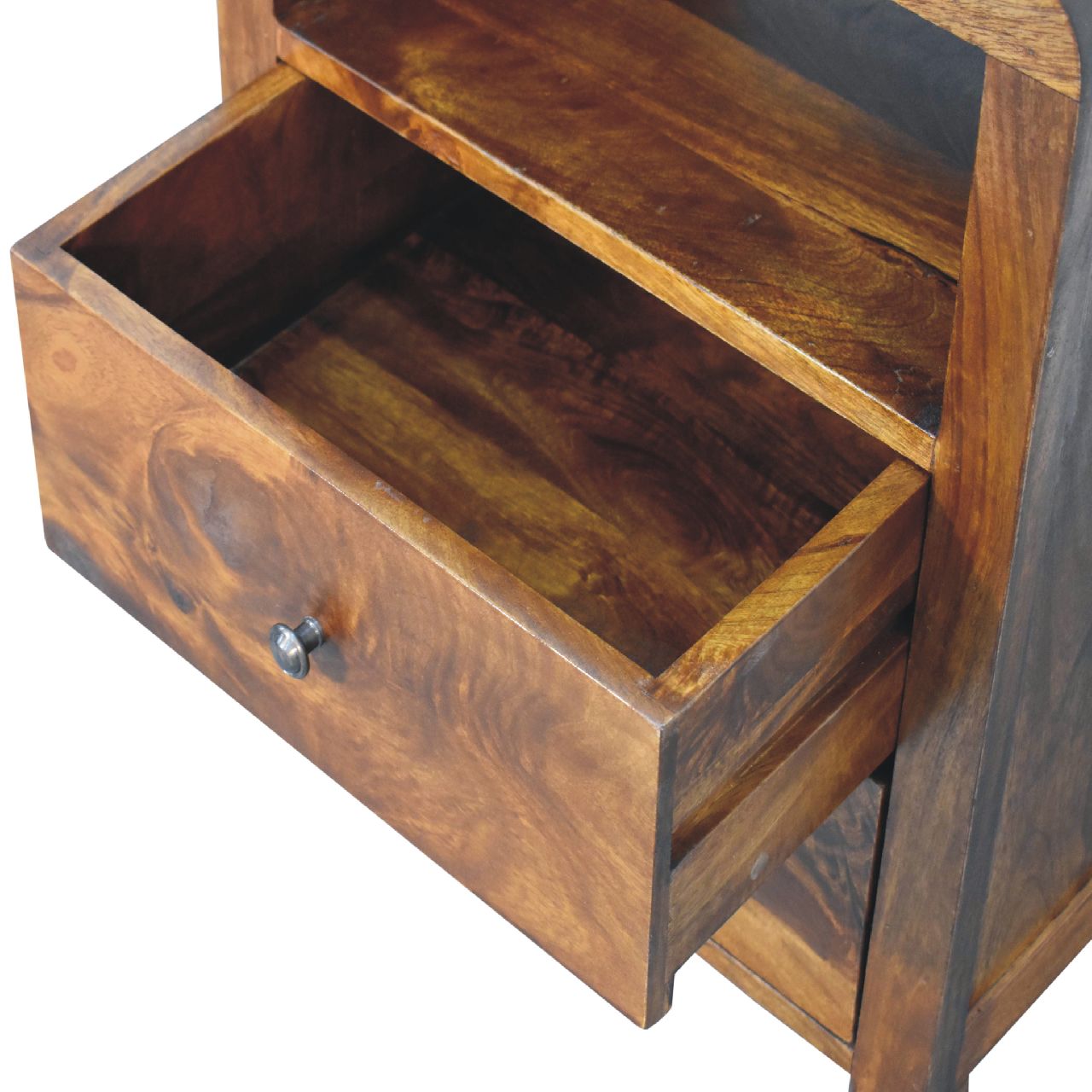 Aspen Bedside – Handmade Solid Wood Nightstand with 2 Drawers and Shelf