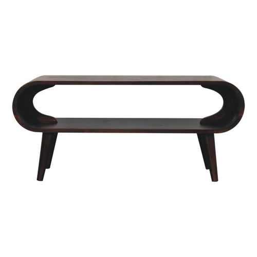 Amaya Walnut Nordic Style Coffee Table - Handmade Solid Wood Coffee Table with Minimalist Design and Open Shelf