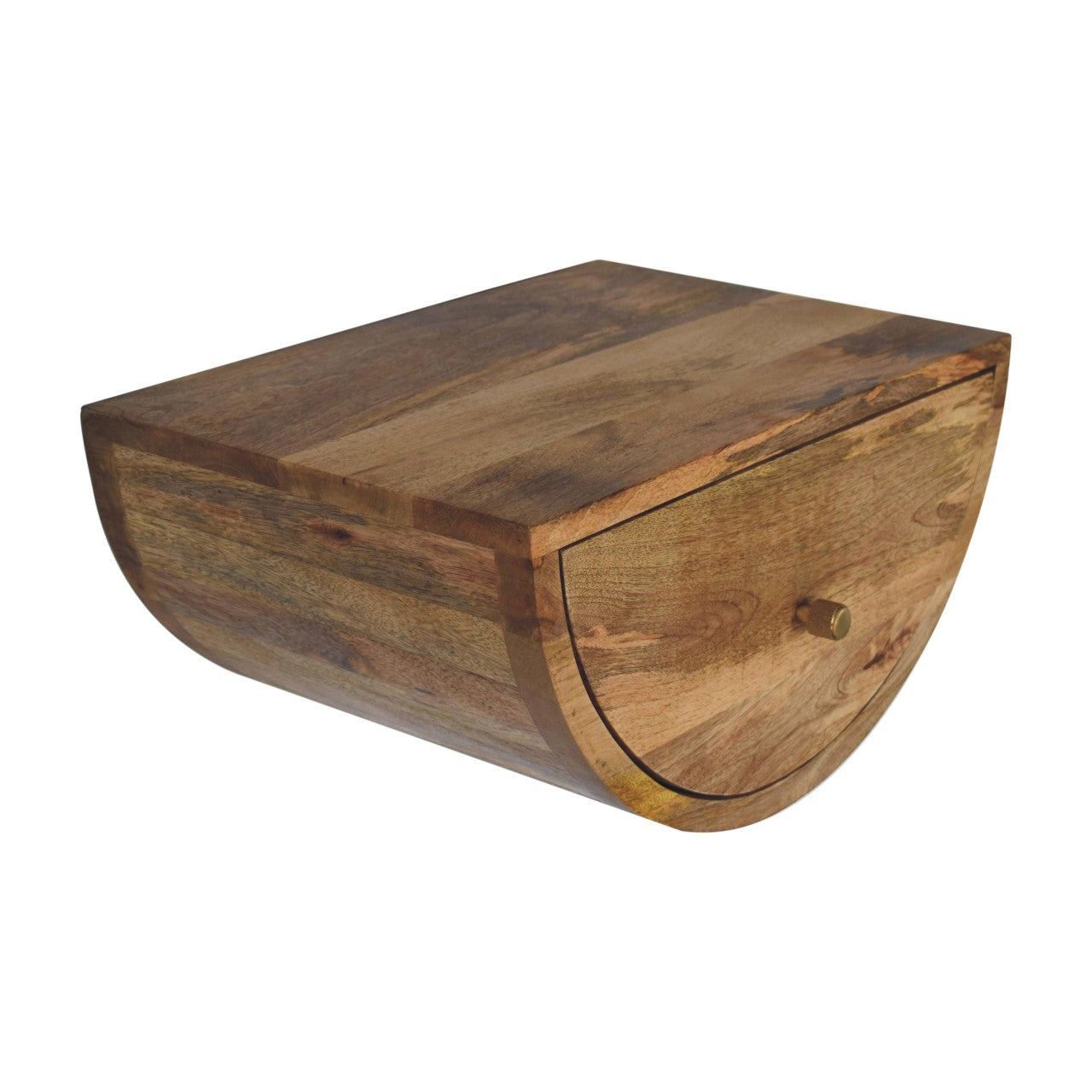 Crescent Floating Bedside - Handmade Solid Wood Wall-Mounted Nightstand with Storage